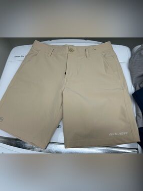 Bauer Men's Tan Flat Front Performance Shorts
